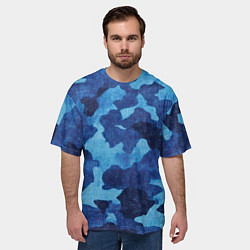 Футболка оверсайз мужская Синий камуфляж, цвет: 3D-принт — фото 2