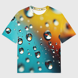 Мужская футболка оверсайз Крупные капли на цветном фоне