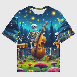 Футболка оверсайз мужская Ансамбль черепов даёт концерт под луной, цвет: 3D-принт