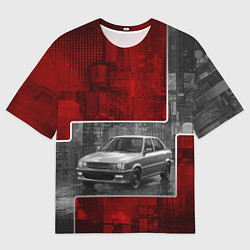 Футболка оверсайз мужская Автомобиль в серо-красных тонах, цвет: 3D-принт