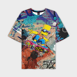 Футболка оверсайз мужская Bart Simpson on a skateboard - graffiti, цвет: 3D-принт