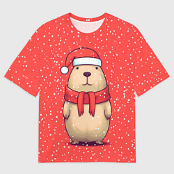 Футболка оверсайз мужская Милая рождественская капибапра, цвет: 3D-принт
