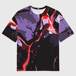 Футболка оверсайз мужская Красный разлом в камне, цвет: 3D-принт