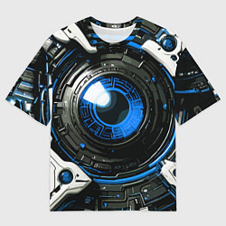 Мужская футболка оверсайз Синяя сфера киберпанк