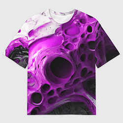 Мужская футболка оверсайз Фиолетово-белая абстрактная структура