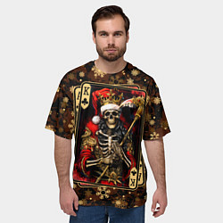 Футболка оверсайз мужская Карточный король-скелет в костюме Санты, цвет: 3D-принт — фото 2