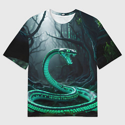 Футболка оверсайз мужская Змея в неоновом лесу, цвет: 3D-принт