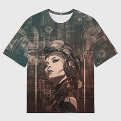Футболка оверсайз мужская Волевая девушка-андроид, цвет: 3D-принт