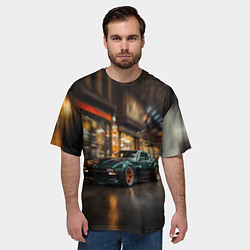 Футболка оверсайз мужская Спорткар с оранжевыми десками, цвет: 3D-принт — фото 2