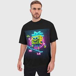 Футболка оверсайз мужская Sponge Bob on a skateboard - ai art fantasy, цвет: 3D-принт — фото 2