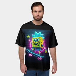 Футболка оверсайз мужская Sponge Bob on a skateboard - ai art fantasy, цвет: 3D-принт — фото 2