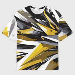 Мужская футболка оверсайз Чёрно-жёлто-белая абстракция