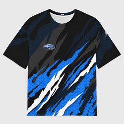 Футболка оверсайз мужская Субару - черно-синий, цвет: 3D-принт