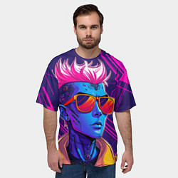 Футболка оверсайз мужская Неоновый панк, цвет: 3D-принт — фото 2