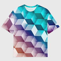Мужская футболка оверсайз Объёмные разноцветные градиентные кубы
