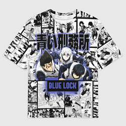Футболка оверсайз мужская Блю лок синяя тюрьма, цвет: 3D-принт