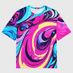 Мужская футболка оверсайз Сине-розовый узор