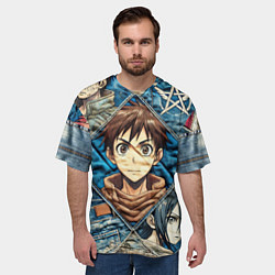 Футболка оверсайз мужская Аниме на пэчворк, цвет: 3D-принт — фото 2