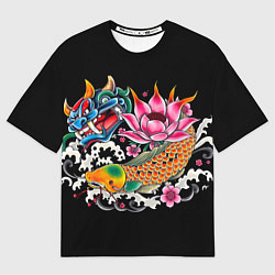 Мужская футболка оверсайз Татуировка в японском стиле