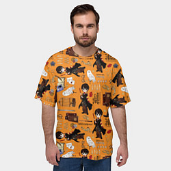 Футболка оверсайз мужская Гарри Поттер паттерн, цвет: 3D-принт — фото 2