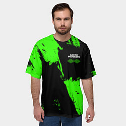 Футболка оверсайз мужская Arctic Monkeys - Зеленые брызги, цвет: 3D-принт — фото 2