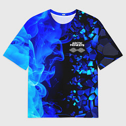 Футболка оверсайз мужская Arctic Monkeys - синий огонь и плиты, цвет: 3D-принт