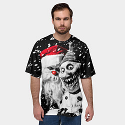 Футболка оверсайз мужская Страшный Санта и страшный снеговик, цвет: 3D-принт — фото 2