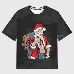 Футболка оверсайз мужская Санта хипстер с подарками, цвет: 3D-принт