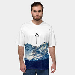 Футболка оверсайз мужская 30 Seconds to Mars - снежные горы, цвет: 3D-принт — фото 2