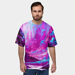 Футболка оверсайз мужская Фиолетовая кислотная абстракция, цвет: 3D-принт — фото 2