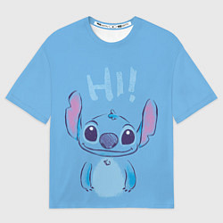 Футболка оверсайз мужская Stitch says hi, цвет: 3D-принт