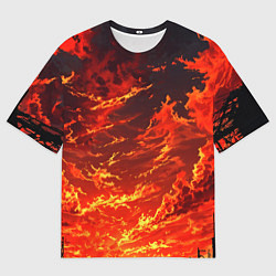 Мужская футболка оверсайз Багровый огненный закат