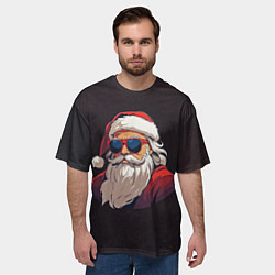 Футболка оверсайз мужская Крутой санта в очках, цвет: 3D-принт — фото 2