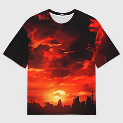 Мужская футболка оверсайз Багровый апокалиптический закат
