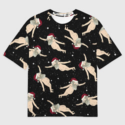 Мужская футболка оверсайз Рик и Морти новогодний паттерн