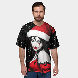 Футболка оверсайз мужская Злодейка скоморох в шапке Санты новогодняя, цвет: 3D-принт — фото 2