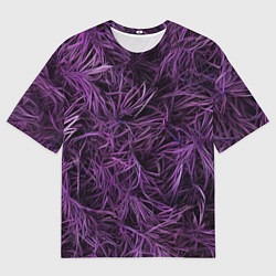 Мужская футболка оверсайз Фиолетовая трава на чёрном фоне