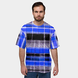 Футболка оверсайз мужская Белые полосы на чёрно-синем фоне, цвет: 3D-принт — фото 2