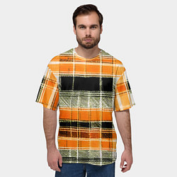 Футболка оверсайз мужская Белые полосы на чёрно-жёлтом фоне, цвет: 3D-принт — фото 2