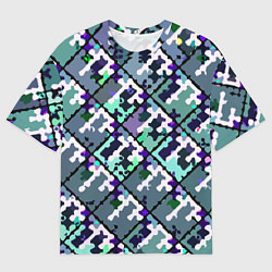 Мужская футболка оверсайз Бирюзовый абстрактный паттерн