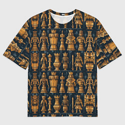 Мужская футболка оверсайз Ладья ферзь пешка и другие шахматные фигуры