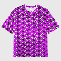 Мужская футболка оверсайз Чёрно-белые фигуры на розовом фоне