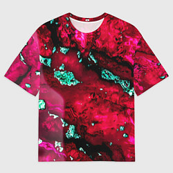 Мужская футболка оверсайз Абстракция красно-голубая