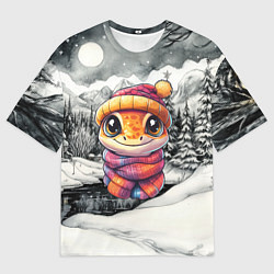 Футболка оверсайз мужская Забавная милая змейка 2025, цвет: 3D-принт