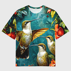 Футболка оверсайз мужская Три птички колибри, цвет: 3D-принт