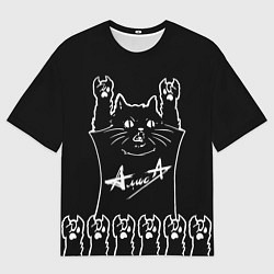 Футболка оверсайз мужская Алиса - рок кот, цвет: 3D-принт
