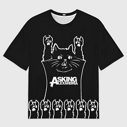 Футболка оверсайз мужская Asking Alexandria - кот рок, цвет: 3D-принт