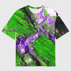 Мужская футболка оверсайз Фиолетовый минерал в зелёном камне