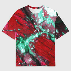 Мужская футболка оверсайз Голубой минерал в красном камне