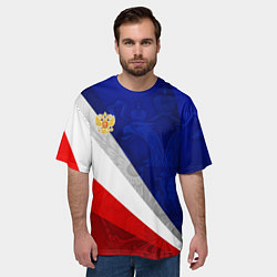 Футболка оверсайз мужская Герб России - триколор, цвет: 3D-принт — фото 2